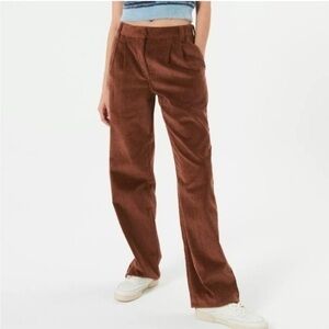 Sunday Best Harvey Highrise Brown Pleated Corduroy Wide Leg Pants Size 0